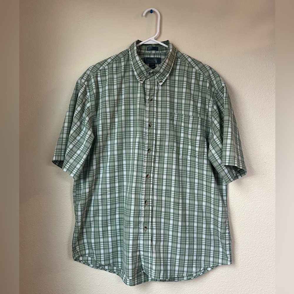Northcrest Classic Green Plaid Button-Down Shirt | Men’s XL |